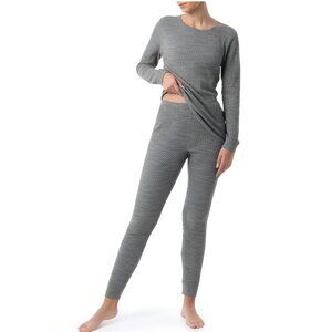 NEW 2Pc 3X (22) Women's FOTL Gray Waffle Thermal Underwear Set